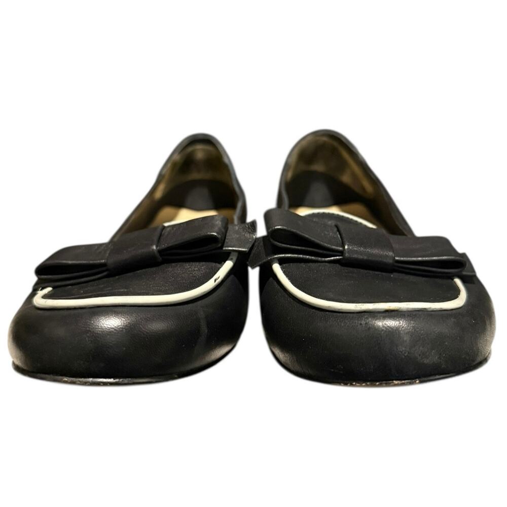 Kate Spade Women’s Bow Flats Loafers Black White Size 8.5 M Almond Toe - Picture 3 of 9